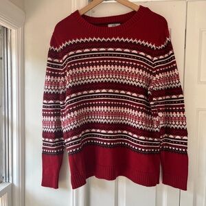 Croft & Barrow Red Patterned Crewneck Sweater